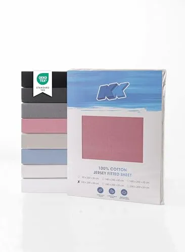 Jersey Spannbettlaken/Bettlaken 100% Baumwolle, elastisch & weich atmungsaktiv & pflegeleicht Oeko-Tex Standard 100 Zertifiziert (Altrosa, 100x200+30 cm)