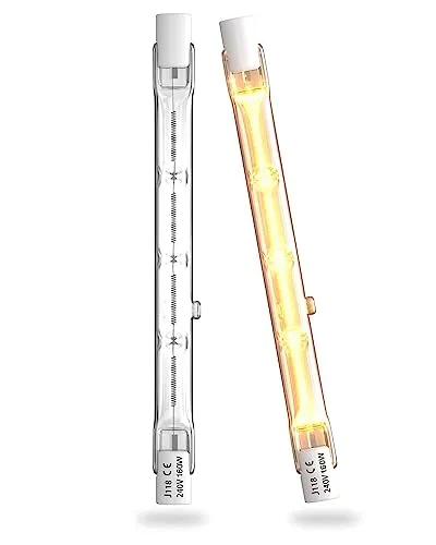 Bonlux R7s Halogenstab 118MM 160 Watt Warmweiß 2700K Dimmbar 2000LM J118 J Type R7s Halogen Leuchtmittel 360° Abstrahlwinkel 220-240V für Wohnzimmerleuchten, Deckenfluter 2er Pack