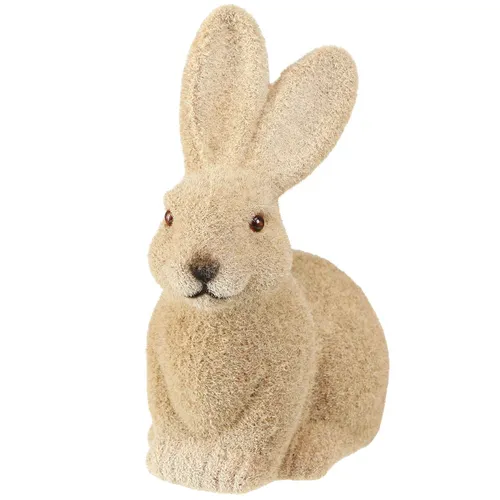 Deko Hasen Sitzend Ostern Braun 2 Wahl Beflockt 15cm 4er Set, 4 Stück