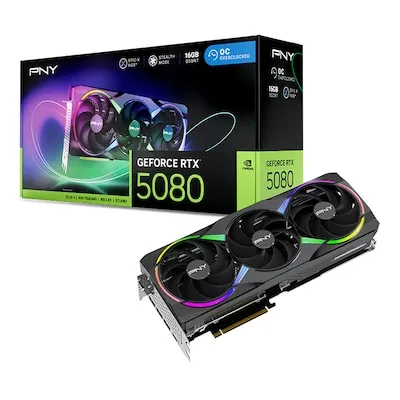 PNY GeForce RTX™ 5080 16GB ARGB OC Triple Fan Grafikkarte von PNY
