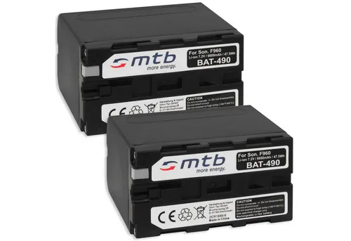mtb more energy 2x Akku für Sony NP-F970 - Kamera-Akkus mit 6600mAh Kapazität für lange Aufnahmezeiten, ideal für Profis und Hobbyfotografen.