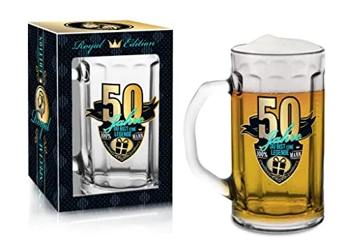 Abc Casa Bierkrug 0,5l mit originelles Aufschrift zum 50. Geburtstag für Männer