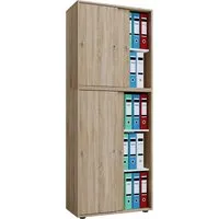 VCM Büroschrank Lona XXL in Sonoma-Eiche - Büroschrank mit Schiebetüren, zeitloses Design und stabile Fachböden für optimalen Stauraum in deinem Home Office oder Büro.