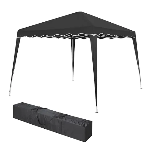 Faltbarer Pavillon 3x3m inkl. Tasche | wasserabweisend, UV 50+ Schutz | Pop Up Zelt, Faltpavillon Gartenzelt, Partyzelt, Capri | Klicksystem Metall-Gestänge (Grau)