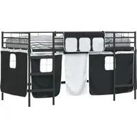 vidaXL Kinder Hochbett mit Vorhängen Schwarz 79,5 x 200 cm - Das moderne Hochbett mit Vorhängen bietet nicht nur einen Schlafplatz, sondern auch einen kreativen Rückzugsort für Kinder. Der stabile Metallrahmen und die vielseitigen Vorhänge fördern fantasievolles Spielen und sorgen für Ordnung im Zimmer.