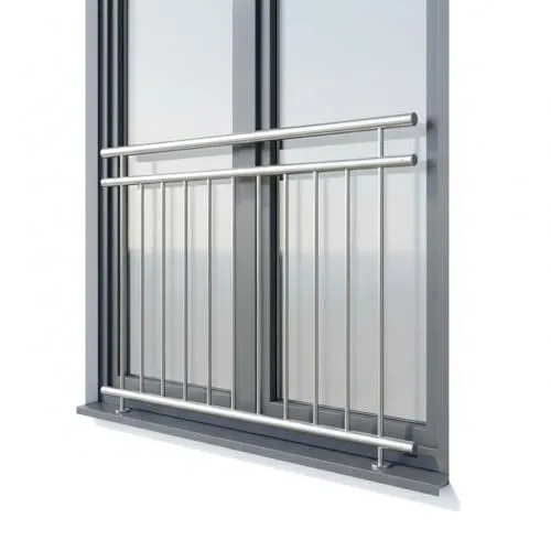 Mucola Brüstungsgeländer Edelstahl Silber V2A - Premium Geländer für Innen und Außen, 100 cm lang und 90 cm hoch, mit 2 stabilen Pfosten für optimale Sicherheit.
