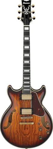 Ibanez AM93QA-VVH - Semi-Hollow Gitarre - Handliche Semi-Hollow Gitarre mit Quilted Ash Body und Vintage Violin High Gloss Finish. Ausgestattet mit Super 58 Humbuckern für klaren Klang und Komfort beim Spielen.