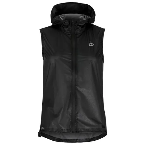 Craft Women's Pro Hydro Lightweight Vest - Laufweste Gr XS schwarz - Sportliche, wind- und wasserdichte Laufweste in Schwarz, Größe XS. Ideal für Roadrunning mit Stretch, Kapuze und Belüftungs-Reißverschluss für optimalen Komfort.