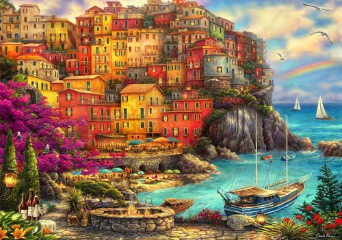Bluebird Puzzle Puzzle Chuck Pinson - A Beautiful Day at Cinque Terre, Puzzleteile