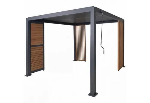 PROREGAL® Pergola mit Lamellenwand 3x3m, stabil und modern - Moderne Pergola mit drehbarem Lamellendach, ideal für Garten und Terrasse. Stabiles Aluminium-Gestell bietet Langlebigkeit und Wetterbeständigkeit. Verwandeln Sie Ihren Außenbereich in einen stilvollen Rückzugsort.