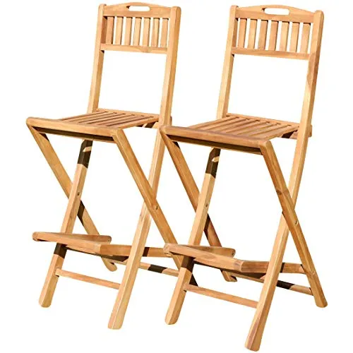 ASS ALEOS. 2Stück Barhocker Bistrohocker Bistrosessel Barsessel Barstuhl klappbar echt Teak Holz BIMA-KLAPP