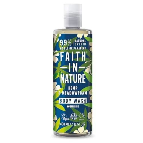 Faith in Nature Natural Hemp & Medowfoam Body Wash, Restoring, Vegan & Cruelty Free, Paraben and SLS Free, For Normal to Dry Hair, 400ml