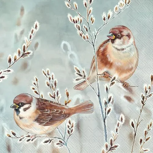 Servietten Weihnachten Sperlinge in Winternatur als Tischdeko. Papierservietten mit Motiv. Auch für Decoupage und Serviettentechnik 33x33cm 20