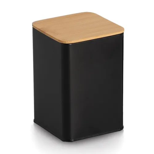 Zeller Vorratsdose mit Bambusdeckel 1100 ml Metall Stahl schwarz ca. 9,5 x 9,...