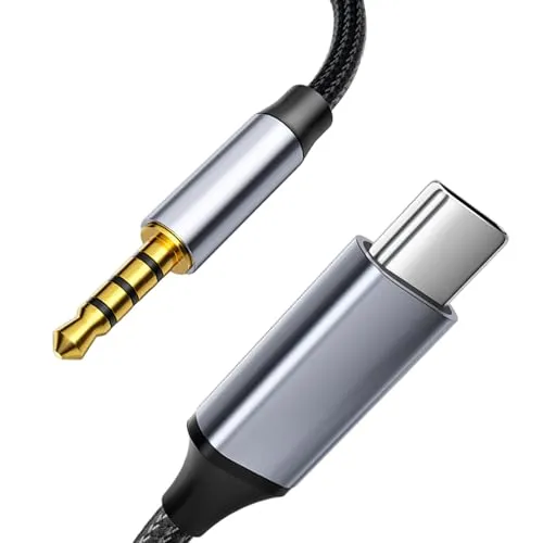 Aux kabel usb c auf 3,5 mm Klinke Audiokabel 1m Für Autoradio, Lautsprecher und Kopfhörer, Samsung Galaxy S23, S22, S20, Android, iPad, Kopfhörer, usw. C-Typ-Auxiliary-Kabel auf 3,5 mm Klinkenkabel