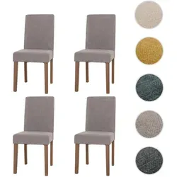 4er-Set Esszimmerstuhl Littau – Hochlehner mit Chenille-Bezug - Esszimmerstühle mit moderner Chenille-Oberfläche, hoher Rückenlehne und komfortabler Polsterung für optimalen Sitzkomfort. Rutschfeste Beine aus Massivholz schützen den Boden.