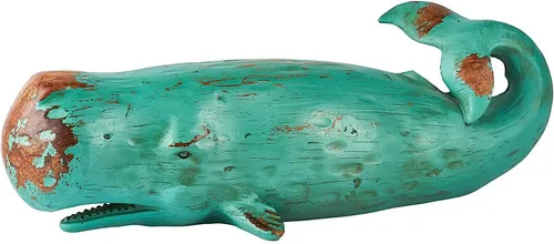 MichaelNoll Dekofigur Wal Dekofigur Polyresin Holz-Optik Grün - 47 cm