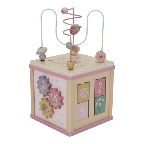 Little Dutch 7331 FSC Holz Aktivitäten-Würfel Motorikschleife - Fairy Garden rosa