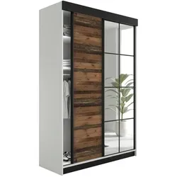 Kier Furniture Schiebetürenschrank in Weiß und Dunkelbraun, 167x205x59 cm