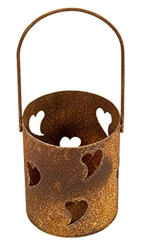 Edelrost Windlicht mit Herzen zum aufhängen Rost Gartendeko