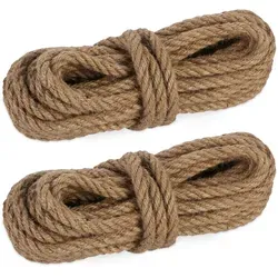 Relaxdays Juteseil 10 mm, 2er Set Naturseile je 10 m, biologisch abbaubar, Basteln, Garten, Verpackung, Kordel, natur