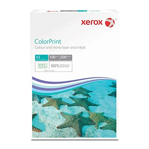 Xerox 003R95257 Premium Farblaser-Papier Druckerpapier DIN A3, 100 g/m², 500 Blatt pro Pack, weiß