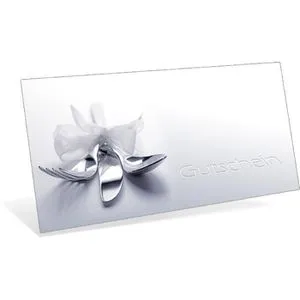 notizblock24 Gutscheinkarte Dinner, 19 x 9cm, Motiv: Besteck mit Schleife, 10 Stück