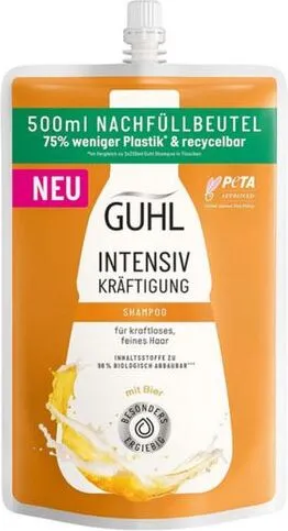 Guhl Shampoo Intensiv Kräftigung Bier Nachfüllbeutel 500ml in orange von Schwarzkopf & Henkel
