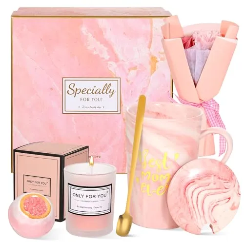 JANUIXCO Geschenke für Mama - Geburtstagsgeschenk für Mutter mit Tasse, Badebombe, Blumenstrauß - Beste Mama Geschenk für Muttertag, Geburtstag, Weihnachten Oder Valentinstag