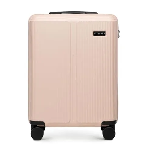 WITTCHEN Stripes Line | Kabinenkoffer 55 × 39 × 20 cm (M) | Hartschale ABS handgepäck Koffer 36 l, 4 Rollen 360° & Zahlenschloss | Handgepäck Tasche für Lufthansa/Eurowings/Ryanair | Farbe: Puderrosa