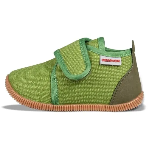 Giesswein Kinder-Hausschuhe Strass Slim-Fit - Lauflernschuhe für Jungen & Mädchen, rutschfeste Krabbel-Schuhe mit Klettverschluss, Gummi-Sohle