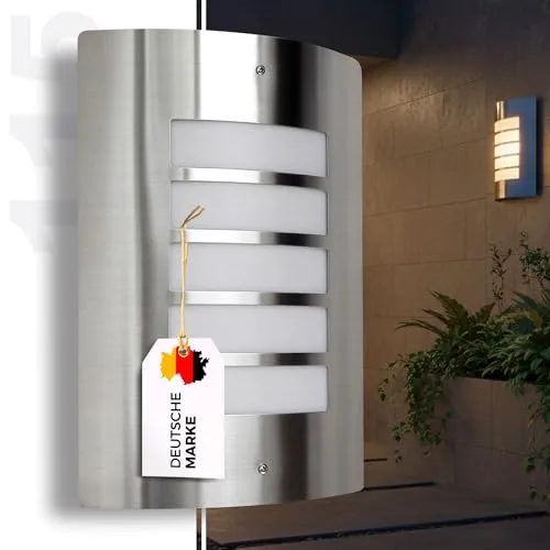 max K O M F O R T Aussenleuchte Aussenlampe Wandleuchte E27 Sockel Wandlampe Edelstahl E27 115A