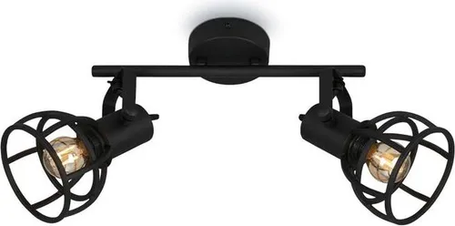 Deckenleuchte retro verstellbar Gitterschirm 2xE14 25W Stahl Schwarz Briloner