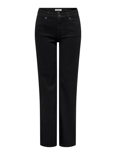 ONLY Onlblush Mid Straight DNM Rea2343 Noos - Damen Jeanshose - Bequeme gerade Damen-Jeanshosen mit Gürtelschlaufen und praktischen Taschen, ideal für den Alltag.