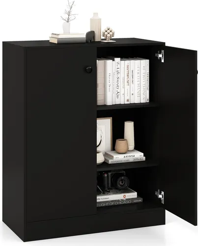 Costway Sideboard mit Verstellbaren Regalen 72 x 34 x 85,5 cm Schwarz