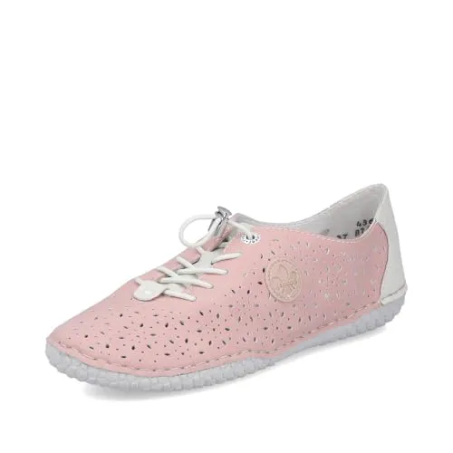 Rieker Damen Low-Top Sneaker 43656 – Sportliche Freizeitschuhe in Rosa - Vielseitige Halbschuhe für Damen, ideal für den Alltag. Aus hochwertigem Leder und Textil gefertigt, bieten sie hohen Tragekomfort und eine optimale Passform.