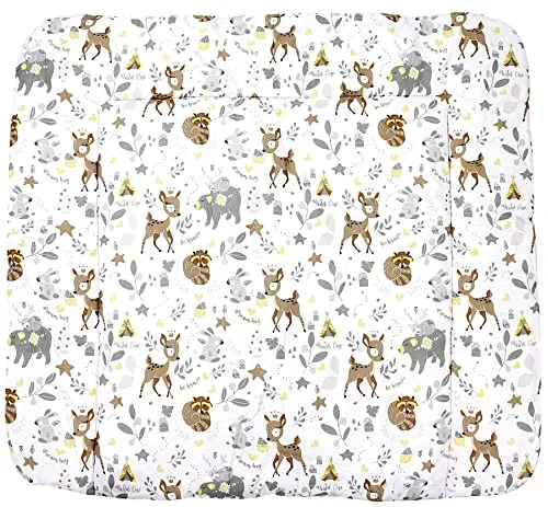 TupTam Baby Wickeltischauflage mit Baumwollbezug Gemustert, Farbe: Wilde Tiere, Größe: 75 x 85 cm