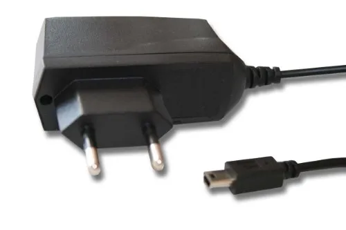vhbw Mini-USB Ladegerät Universal Ladekabel mit Netzstecker 1,0 A / 5V Schwarz