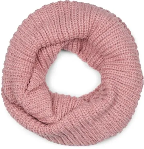 styleBREAKER Unisex Feinstrick Loop Schal einfarbig | Weicher elastischer Winter Schlauchschal in Feinripp Optik | Warmer Strick Loop für Damen und Herren, Altrose