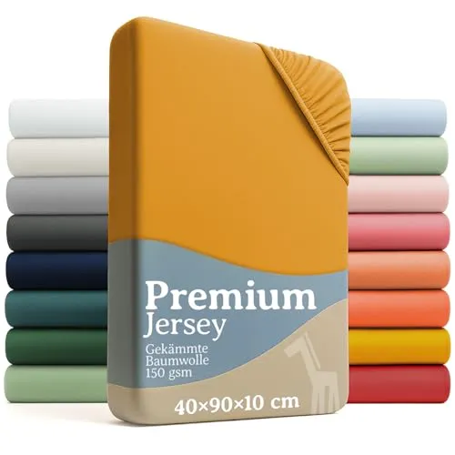 Laleni Premium Spannbettlaken 40x90 cm Babybett 2er Set | Oeko-TEX zertifiziertes Kinderwagen Spannbettlaken | Stubenwagen Bezug | 100% Baumwolle | Baby Bettwäsche | Gelb