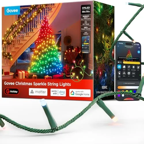 Govee Christmas Sparkle String Lights, 30M RGBWIC-Leuchten mit 375 LEDs