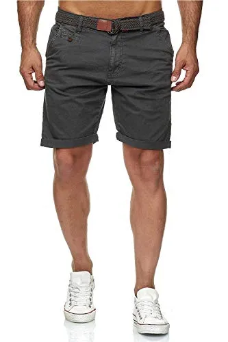 Kurze Hosen Herren mit Gürtel - Conor - Cargo Shorts Herren aus Baumwolle - Sommer Freizeithose mit Taschen - Sportlich eleganter Look - Regular Fit - Bequemes Material mit Stretch - Raven - S
