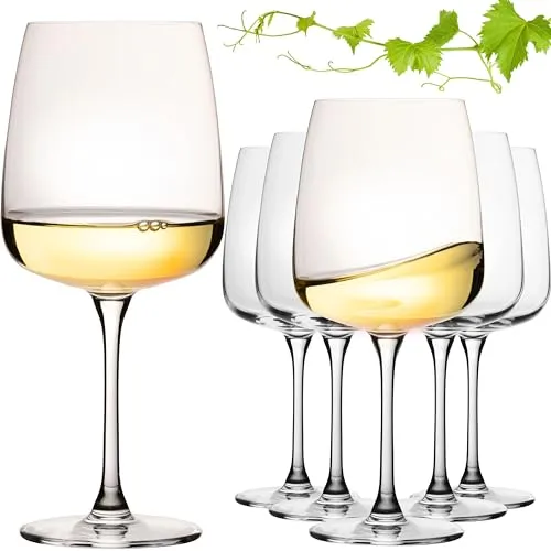 IMPERIAL Große Eckige Weißweingläser 480ml 'Milano' Set 6-Teilig Chardonnay Glas aus Crystalline Glas Spülmaschinenfest