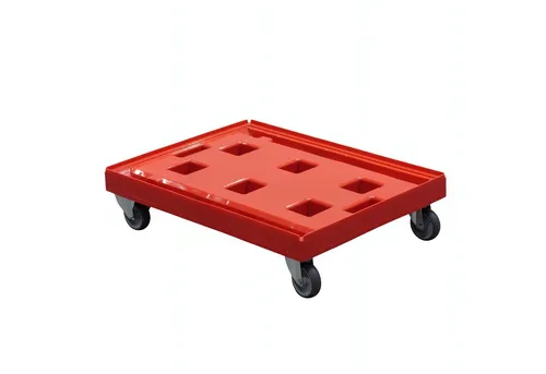 Transportroller Gigant Typ A - 400 kg Tragkraft, rot - Robuster Transportroller Gigant Typ A mit zwei Bock- und zwei Lenkrollen für den komfortablen Transport von Kisten. Ideal für Lager und Werkstatt, aus lebensmittelgeeignetem HDPE gefertigt, leicht zu reinigen.