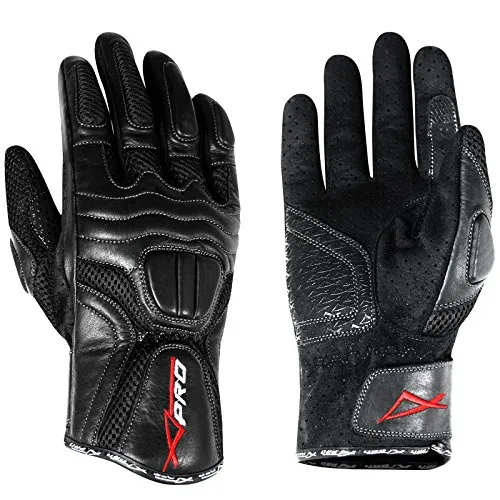 A-Pro Textile Leather Lined Motorbike Scooter City Sport Gloves Motorcycle Black L