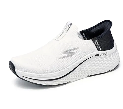 Skechers Slip-ins Max Cushioning Elite 2.0 - Weiß-Schwarz, Größe 38,5 - Sneaker mit Kissenkomfort und Slip-In Technologie für einfaches An- und Ausziehen. Ideal für Freizeit, mit atmungsaktiver Air-Cooled Memory Foam-Innensohle für optimalen Tragekomfort.
