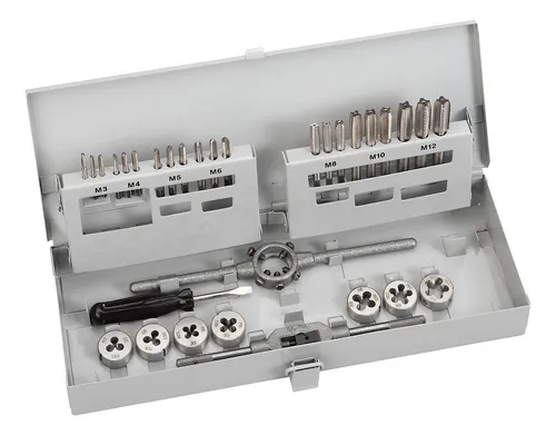 kwb Werkzeugset GW-Schneidsatz 31-tlg Koffer - Profi Gewindeschneidwerkzeugsatz mit 31 Teilen, inklusive robustem Blechkoffer und hochwertigen HSS geschliffenen Schneideisen und Gewindebohrern.