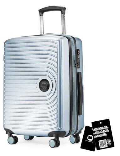 Hauptstadtkoffer Mitte - Handgepäck Trolley + Digitaler Gepäckanhänger, TSA, 4 Rollen, Reisekoffer, Hartschalenkoffer, Rollkoffer, Handgepäckkoffer, Bordgepäck Koffer, Pool Blue