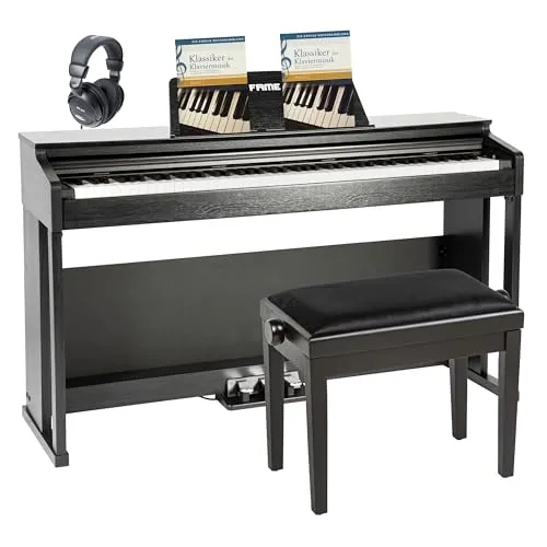 Fame Digitalpiano Set DP-3000 BK - 88 Tasten - Premium E-Piano Set mit Hammermechanik für echtes Klaviergefühl. Inklusive Klavierbank, Kopfhörer und Notensammlung – ideal für Musiker aller Levels.