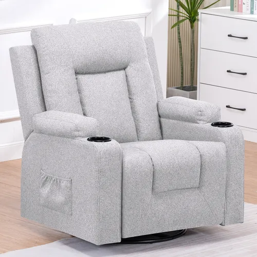 COMHOMA Relaxsessel TV-Sessel aus Stoff mit Liegefunktion Fernsehsessel Verstellbar, Recliner Chair, Hellgrau-Stoff
